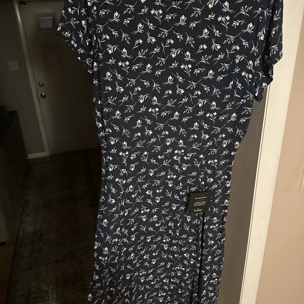 Lulu's Blue and White Flutter Sleeve Maxi Dress - Picture 3 of 7